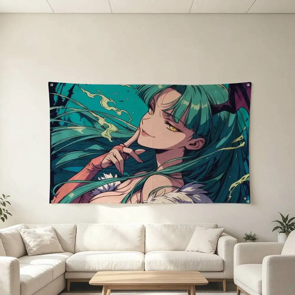 Darkstalkers Morrigan-N Aensland Flags for Bedrooms Home Decor Items Outdoor Decors Garage Decoration Flaga