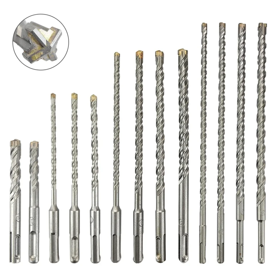 

1Pc 110-350mm SDS Plus Rotary Hammer Drill Bits Cross Tip Impact Masonry Drill for Brick Concrete Walls Brick Stone Marble