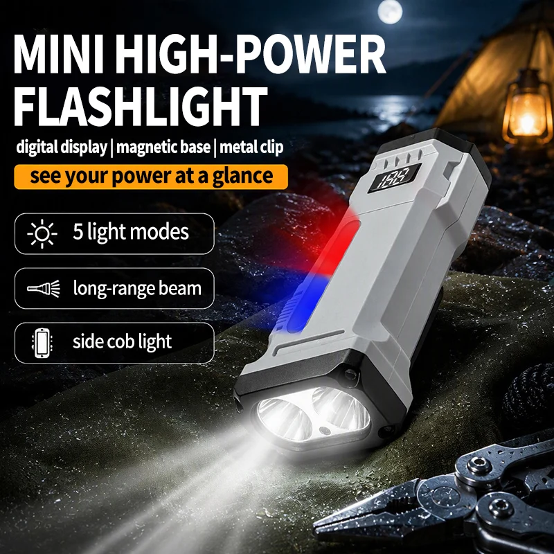 Magnetic Clip‑on Cap Work Light, Type‑C Rechargeable LED Hat Clip Lamp with Battery Level Display, Portable Work Lamp for Repair