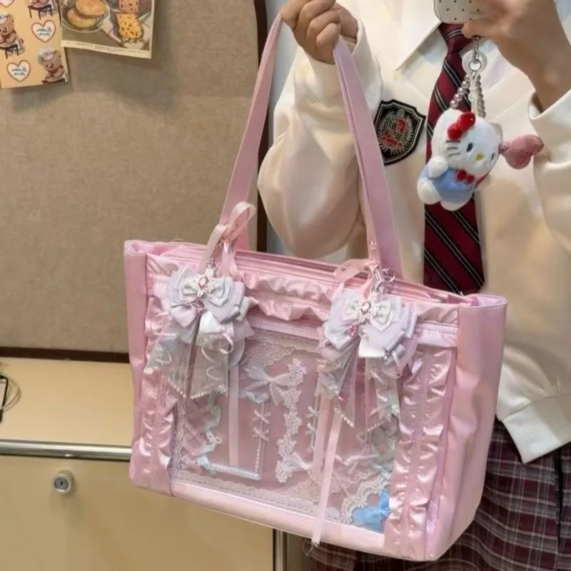 

Women Handbag Only Without Accessories Y2K Bag Ita Bag Transparent School Bag Japanese Bag Jk Bow Pink Y2K Shoulder Bag