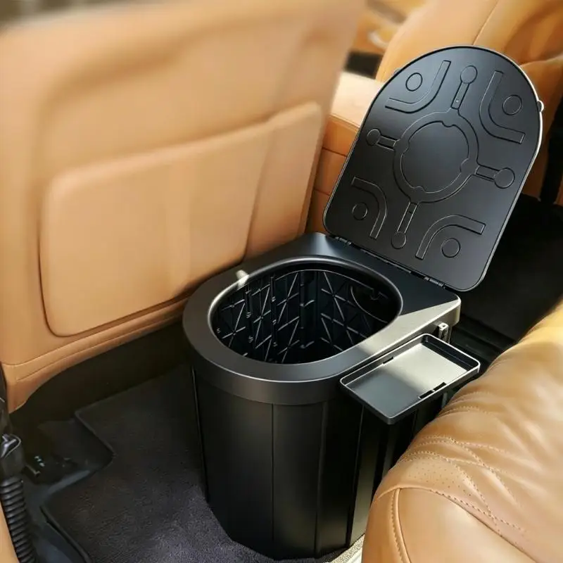 Collapsible Camping Toilet Design for Vehicle Travel, Plastic Commode with Hinged Lid and Removable Paper Roll Mount X37F
