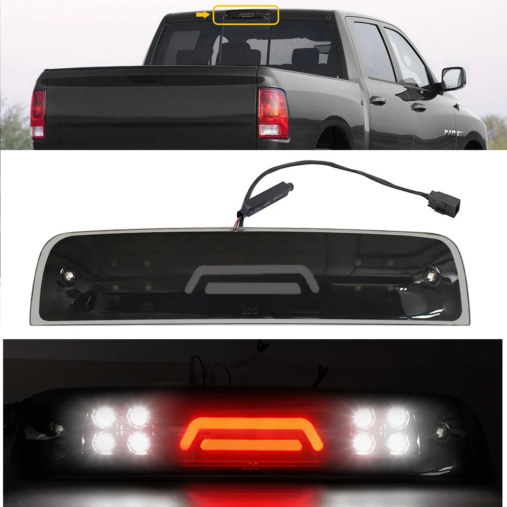

Светодиодный дымчатый 3-й задний фонарь для Dodge RAM 1500 2500 3500 2009-2018, третий стоп-сигнал с высоким креплением, грузовой фонарь, задние стоп-сигналы
