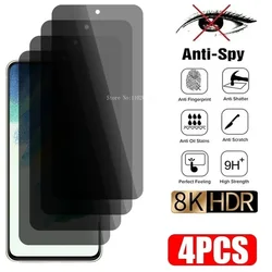4PCS Anti-spy Tempered Glass Samsung S21 S20 FE A72 A52 A32 A70 A50 A40 Privacy Screen Protector For A73 A53 A33 A23 5G