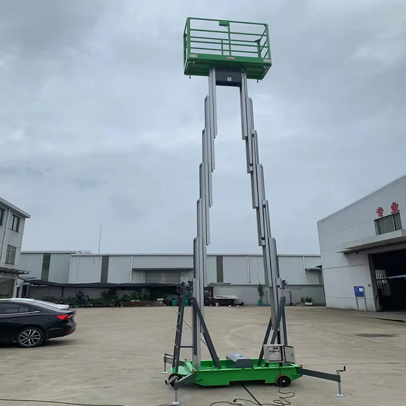 Industrial Hydraulic Mast Lift Vertical Mast Lift Platform 250kg Capacity 7.8m-16m Aluminum Aerial Lift