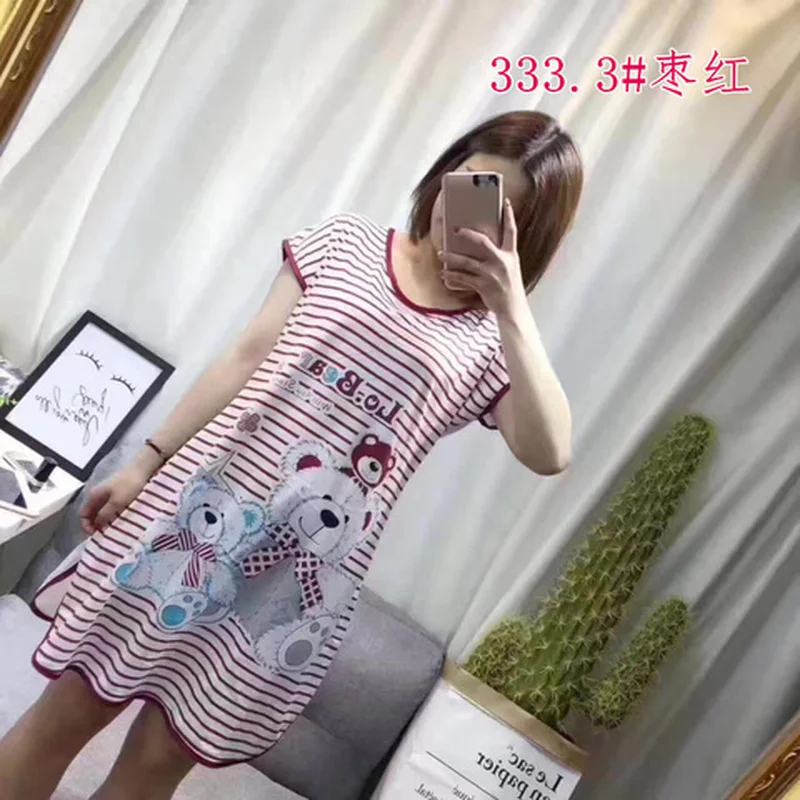 Summer Cartoon Nightdress Ladies Milk Silk Double-sided Printing Cute Nightdress Women's Nightgown Sleepwear Night Wear