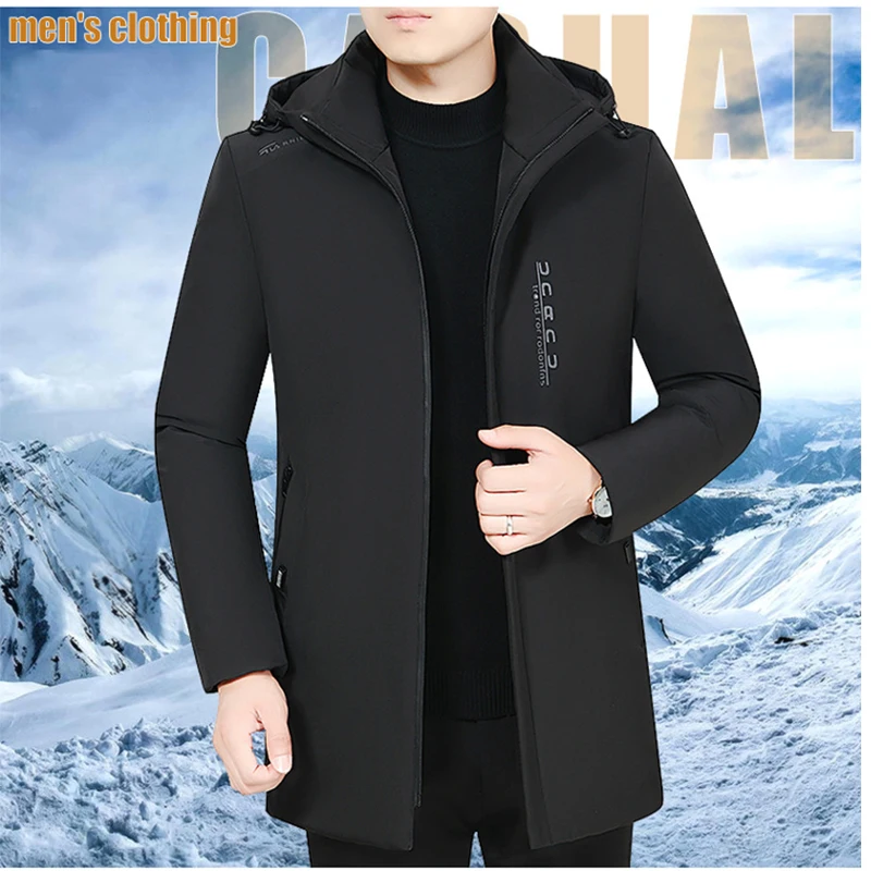 2024 New Men Winter Parka Thick Warm Hooded Fur Collar Coat Male Size 5XL Plush Jacket Autumn Work Outwearing Black Clothing