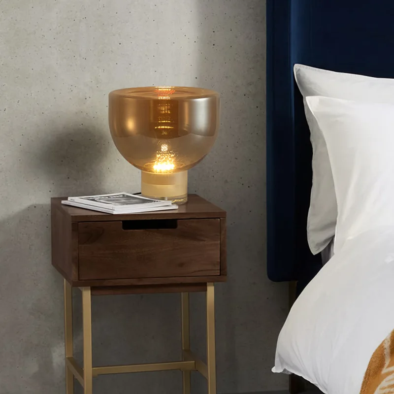 북유럽 스타일, 창의적인, 침실용, 탁상용 램프, 거실, 깔때기, 유리, 크리스탈, 책상 램프