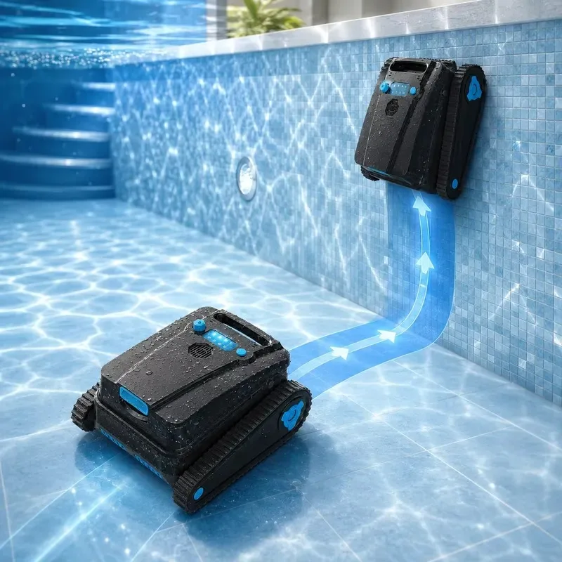 Cordless Wall Climbing Robotic Pool Cleaner with 5200mAh Battery and 130-Min Runtime
