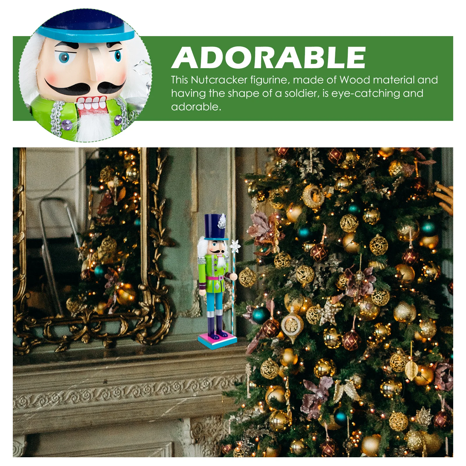 

Christmas Nutcrackers Figures Wood Craft Festive Soldier Decoration for Living Room Bedroom Xmas Party Supplies