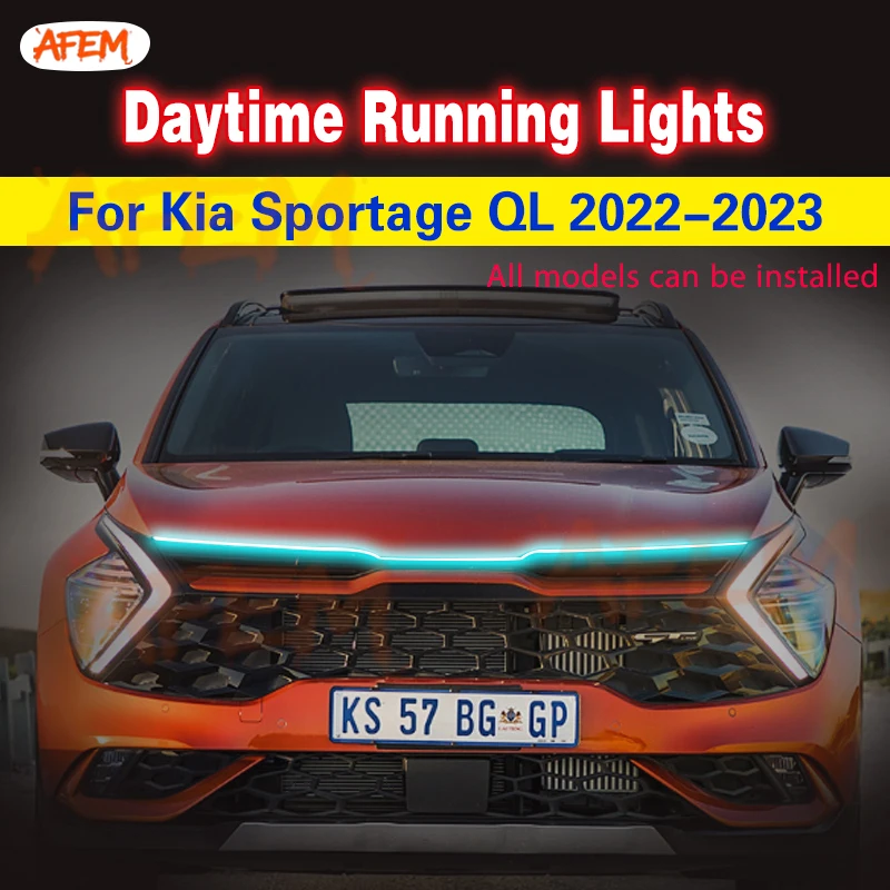 LED Daytime Running Light Car Hood Decorative Lights DRL Auto Engine Hood Guide Decorative Ambient Lamp 12V For Kia Sportage QL