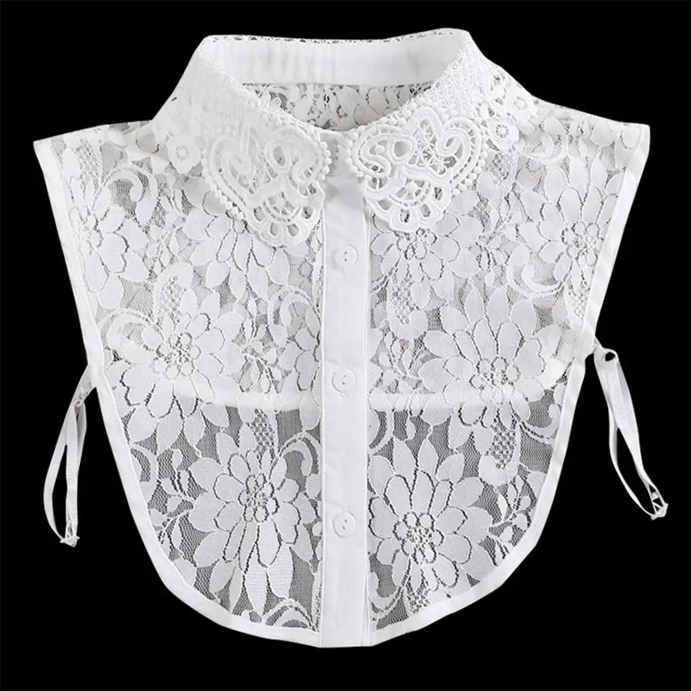 Faux col en mousseline de soie pour bricolage, col à revers amovible, conception de fleurs élégantes, col de chemise en dentelle, accessoires vestisens, poignées