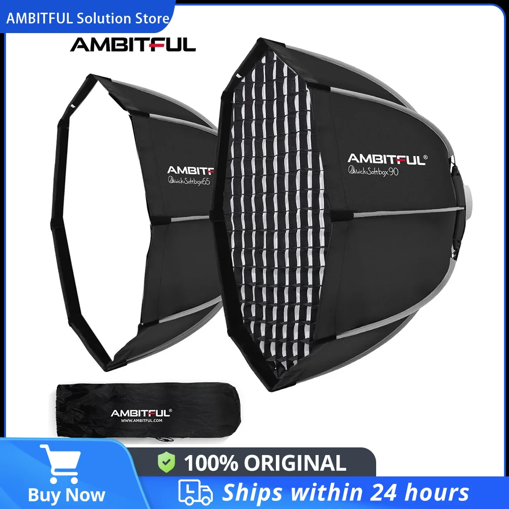 Восьмиугольный софтбокс Ambitful QS60 60 см QS90 90 см с быстросъемным креплением Bowens + сотовая сетка уличный софтбокс для студийной вспышки for DP400IIIV DP600IIIV SL300III QT400III QT600III AD600BM SL60IID SL60IIB