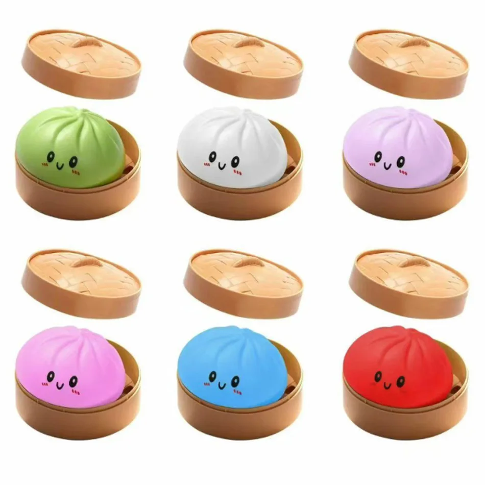 Giant dumpling squishies, Jumbo Dumpling Squishy Toy with Steamer, Anxiety Relief Squeeze Toy for Decompression and Sensory Play