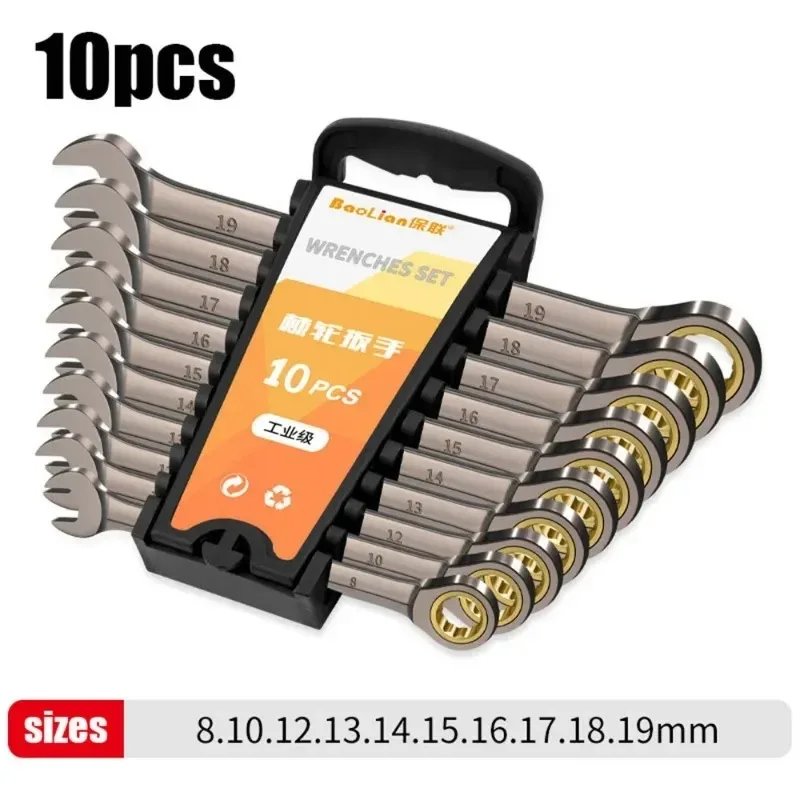 Imagem -05 - Metal Ratchet Wrench Grupo Ferramentas Chave Universal Mecânico Oficina Multifunções Profissional Acessórios Completos 12 Pcs