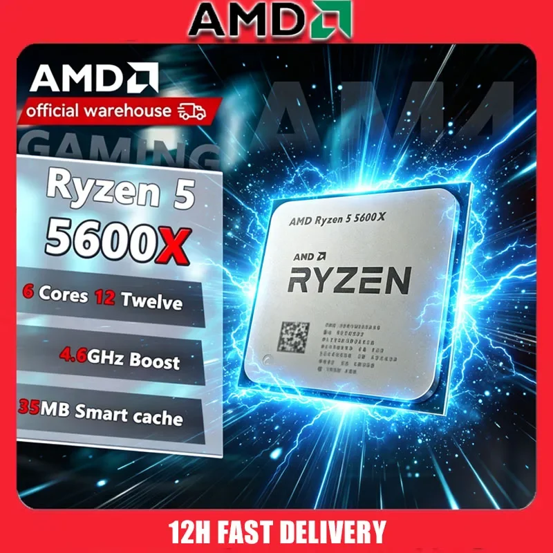 

AMD Ryzen 5 5600X AMD R5 5600X CPU 6-Core 12-Thread 4.6GHz Unlocked Desktop Processor Socket AM4 Gaming CPU Without Package