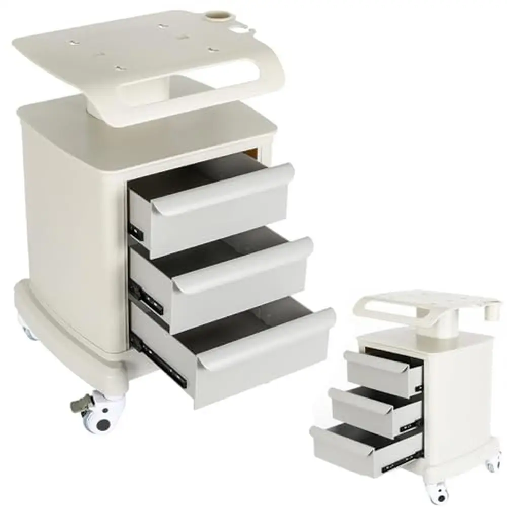 

Medical Trolley Cart 110LBS Load ABS Material 3 Drawers Ultrasound Imaging Storage Cart 4 Silent Casters Ergonomic Design Vast