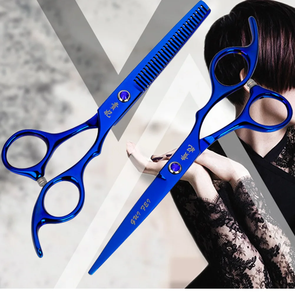 1 Buah Gunting Potong Rambut Gunting Lurus Premium untuk Salon Penata Rambut atau Pemangkas Harian Gunting Tukang Cukur Biru Tahan Karat