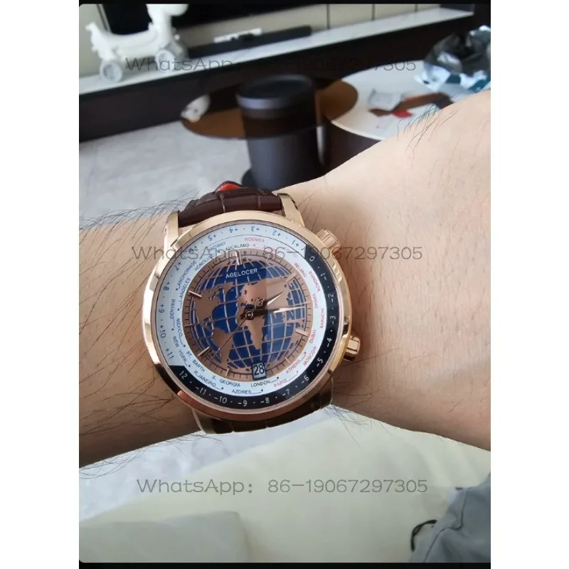 

AGELOCER оригинальные роскошные золотые часы World Time, автоматические механические часы с бриллиантами, мужской подарок на день рождения
