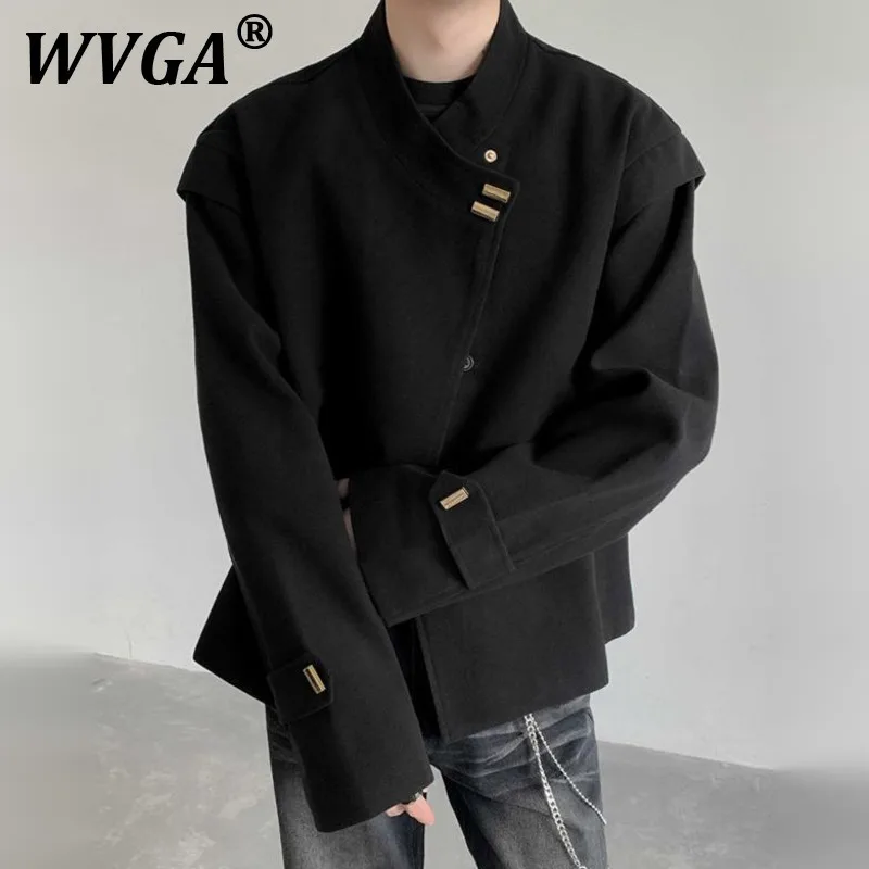 

WVGA Jackets Autumn Winter New Man Tide Asymmetrical Placket Trendy Design Niche Chic Casual Korean Style Woolen Coat Ins W11621