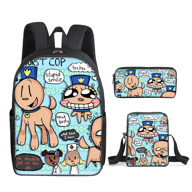 

Classic Novelty Luxury Dog Man's 3D Print 3pcs/Set pupil School Bags Laptop Daypack Backpack Inclined shoulder bag Pencil Case