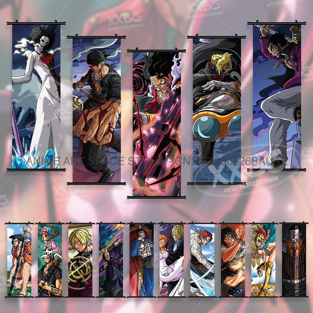 

Anime ONE PIECE Hanging Painting Roronoa Zoro Home Decor Vinsmoke Sanji Wall Art Chopper Scrolls Picture Monkey D. Luffy Posters