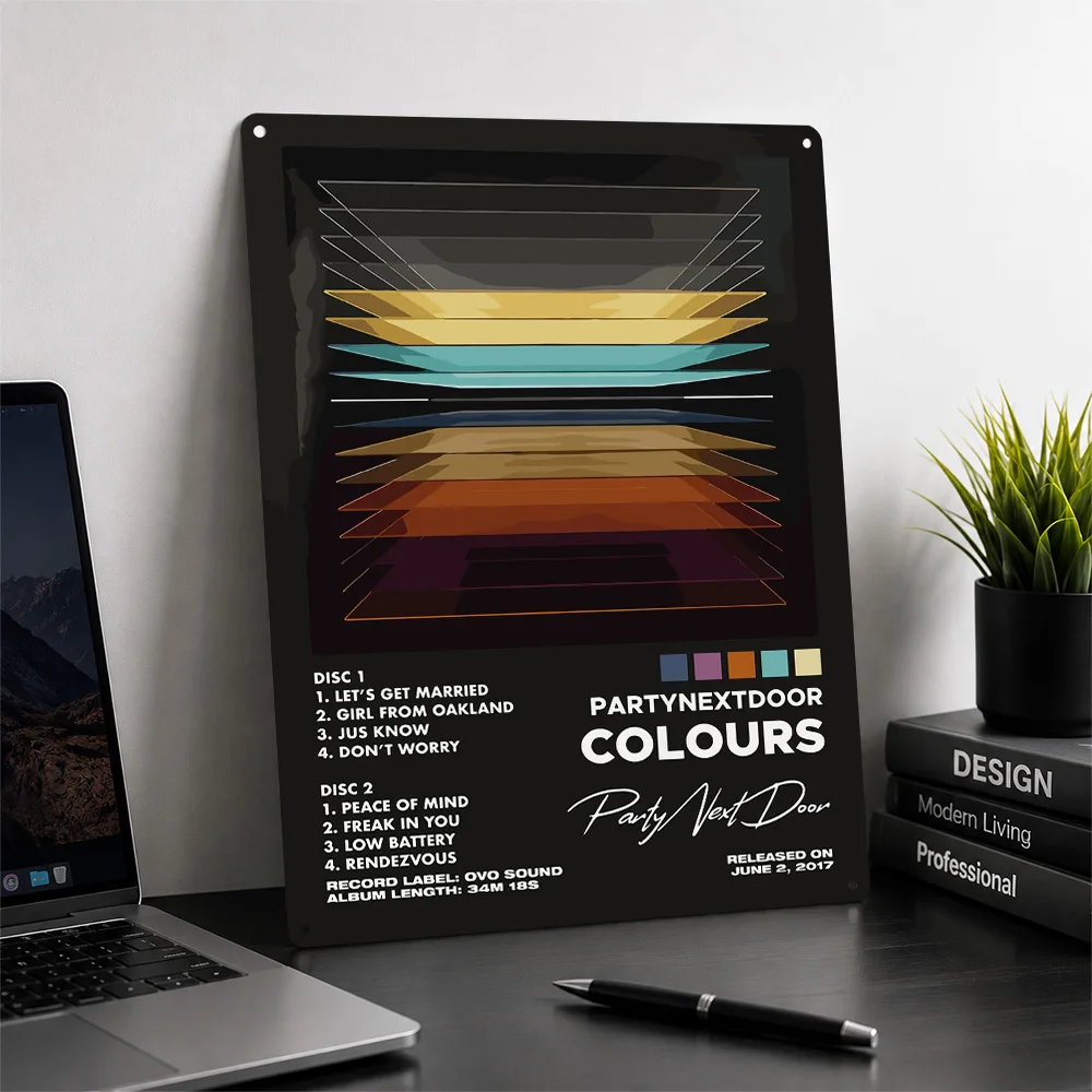 PartyNextDoor Colours Album Cover Art 3D Texture Metal Poster Customized Wall Art Tin Sign Gift for Mancave Funny Signs Decor