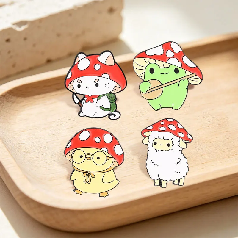 Animal Brooches Red Umbrellas Mushroom Hats Chicks Lambs Metal Badges Small Gifts Wholesale Bag Pins for Caps Cap Pin Brooch