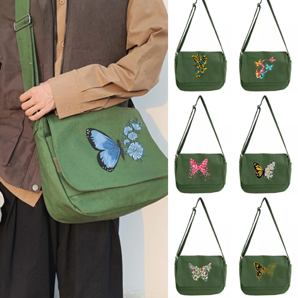 

Butterfly Pattern Large Capacity Shoulder Bag Joker Crossbody Multifunctional Adjustable Shoulder Strap Commuter Bag