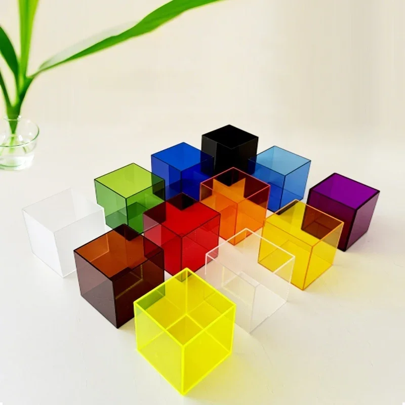 5cm Cube Acrylic Storage Box Without Lid DIY Colorful Acrylic Display Stand For Pop Toys Action Figure Display Case Combination