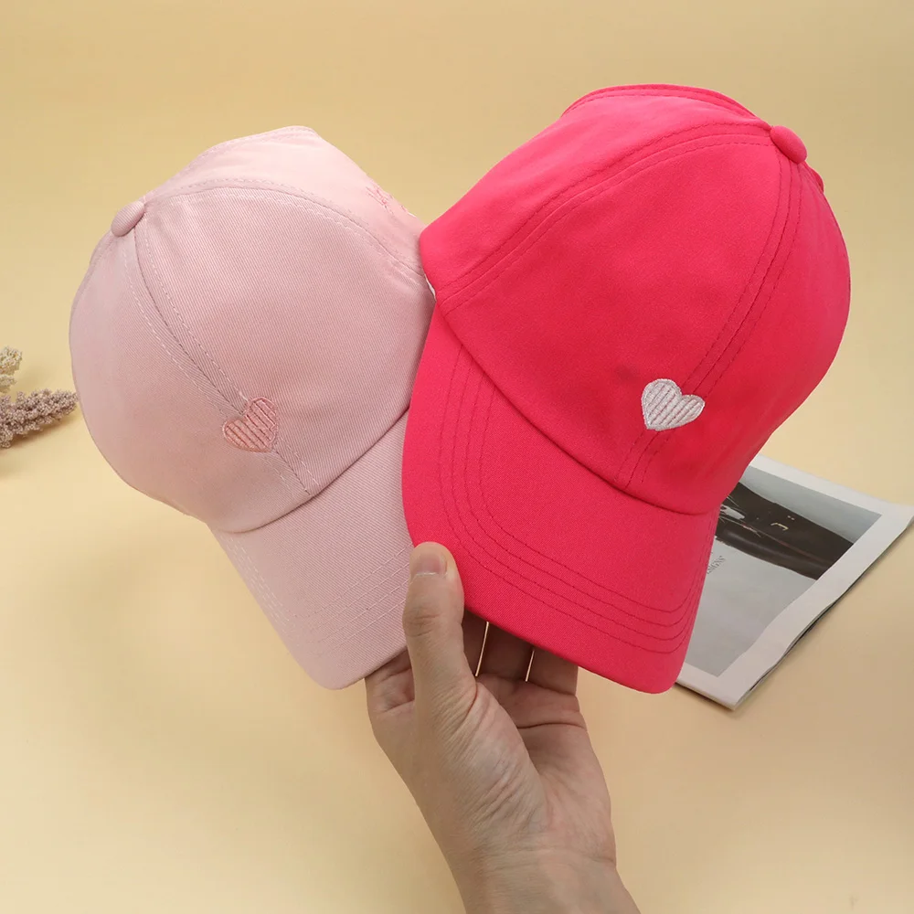 Kinderen Baseball Caps Voor Jongens Meisjes Zonnehoed Love Heart Holle Hoge Paardenstaart Caps Kinderen Verstelbare Baseball Caps Voor 4-12 Jaar