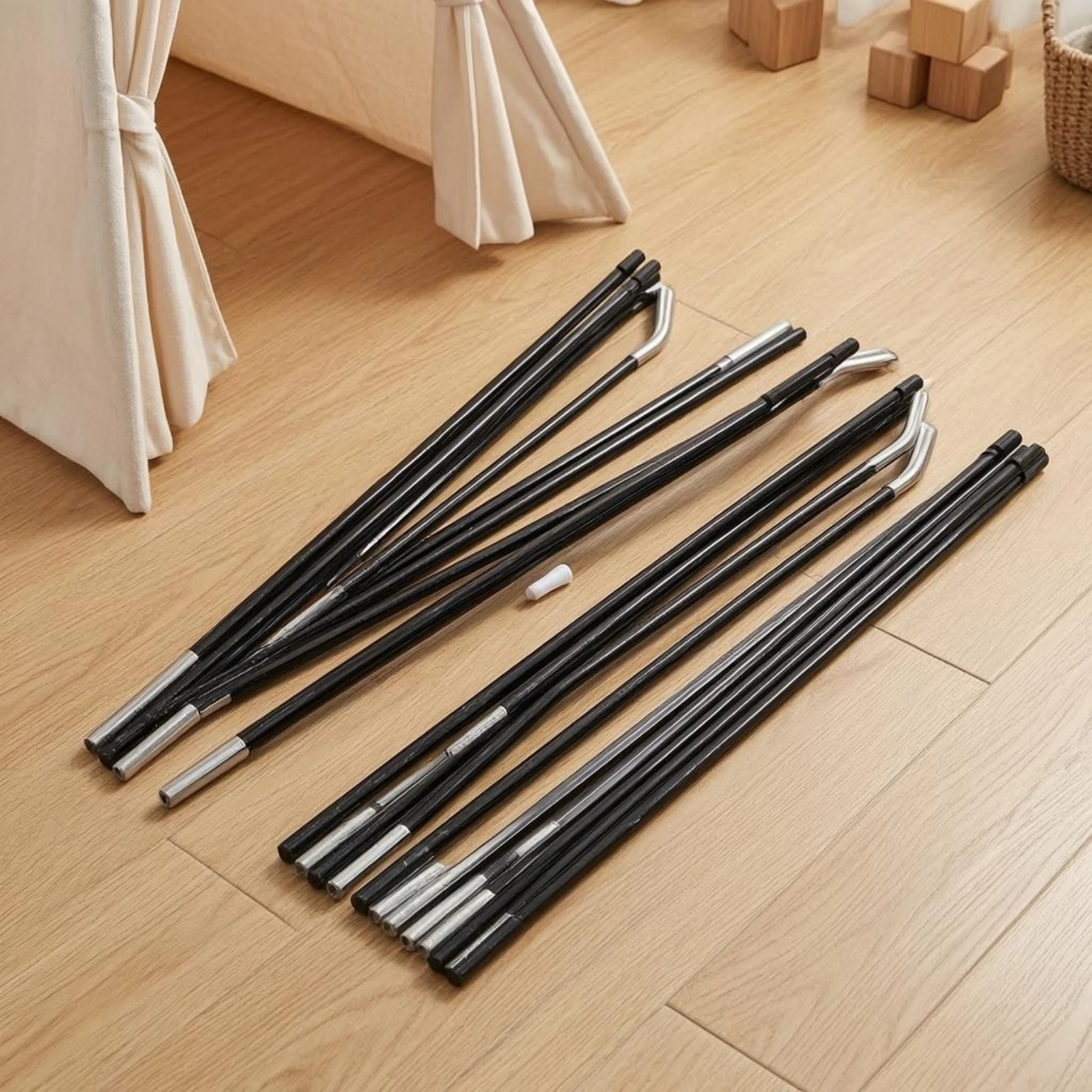 

4 Pieces Fiberglass Tent Rod Black Tent Replacement Rod Outdoor Gear