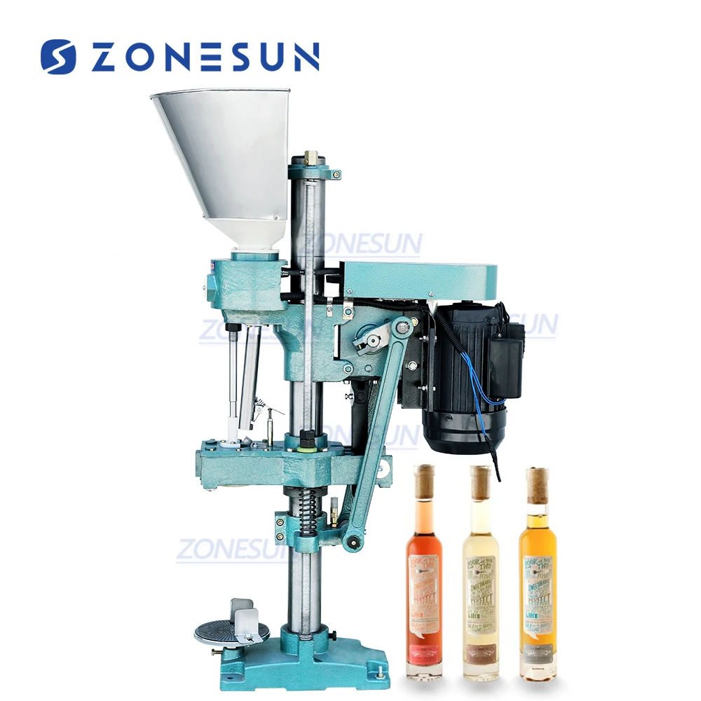 ZONESUN ZS-XGDSJ1 Semi-automatic Wood Wine Natural Cork Pressing Stopper Inserting Machine Glass Liquor Bottle Corker Machine