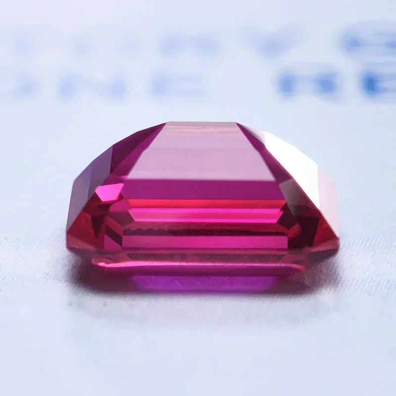 Lab Grown Rubin Emerald Cut Rubellite Color VVS1 Gemstone Charms DIY Advanced Jewelry Making Materials Selectable AGL Certificate