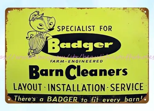 Badger Barn Cleaners Farm Dairy metal tin sign Tin Plaque home accessories