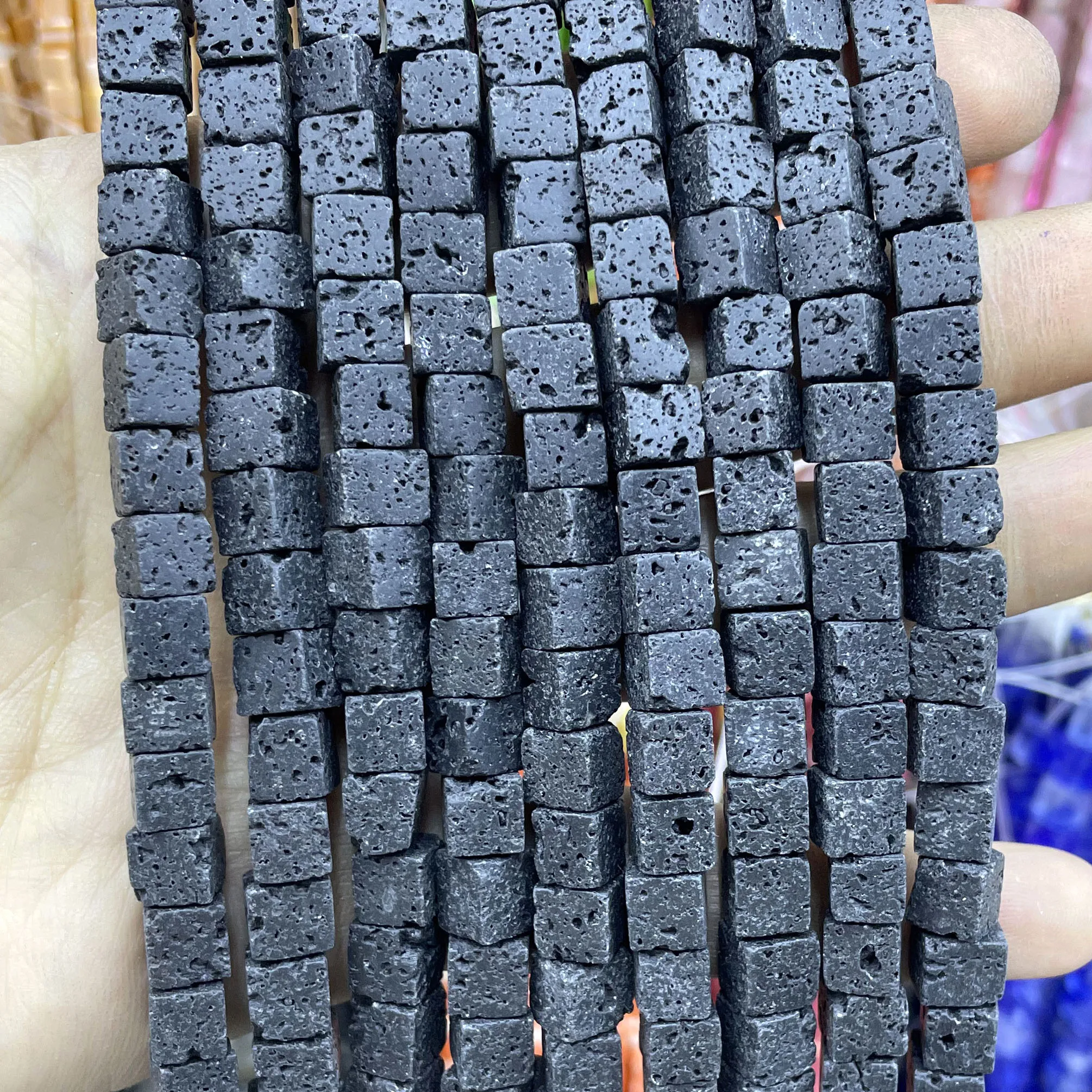 Natürliche Stein Vulkanischen Lava Zylinder Räder Platz Runde Herz Form Spacer Perlen Für Schmuck Machen Diy Armband Zubehör – Detail 4