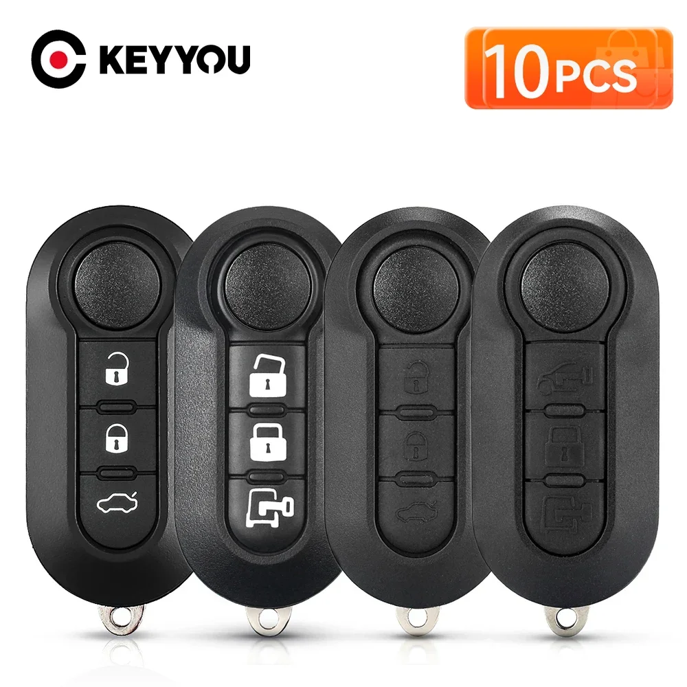 KEYYOU 10 قطعة لشركة فيات 500 باندا بونتو برافو 3 أزرار عادية الوجه البعيد مفتاح السيارة قذيفة فارغة الإسكان بدون مفتاح SIP22 شفرة