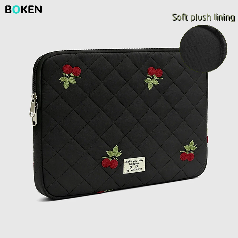 13.6 14 15 16Inch Embroidery Laptop Sleeve Case for MacBook Air Pro/Neo Dell HP Lenovo Surface, Soft Plush Lining Computer Bag