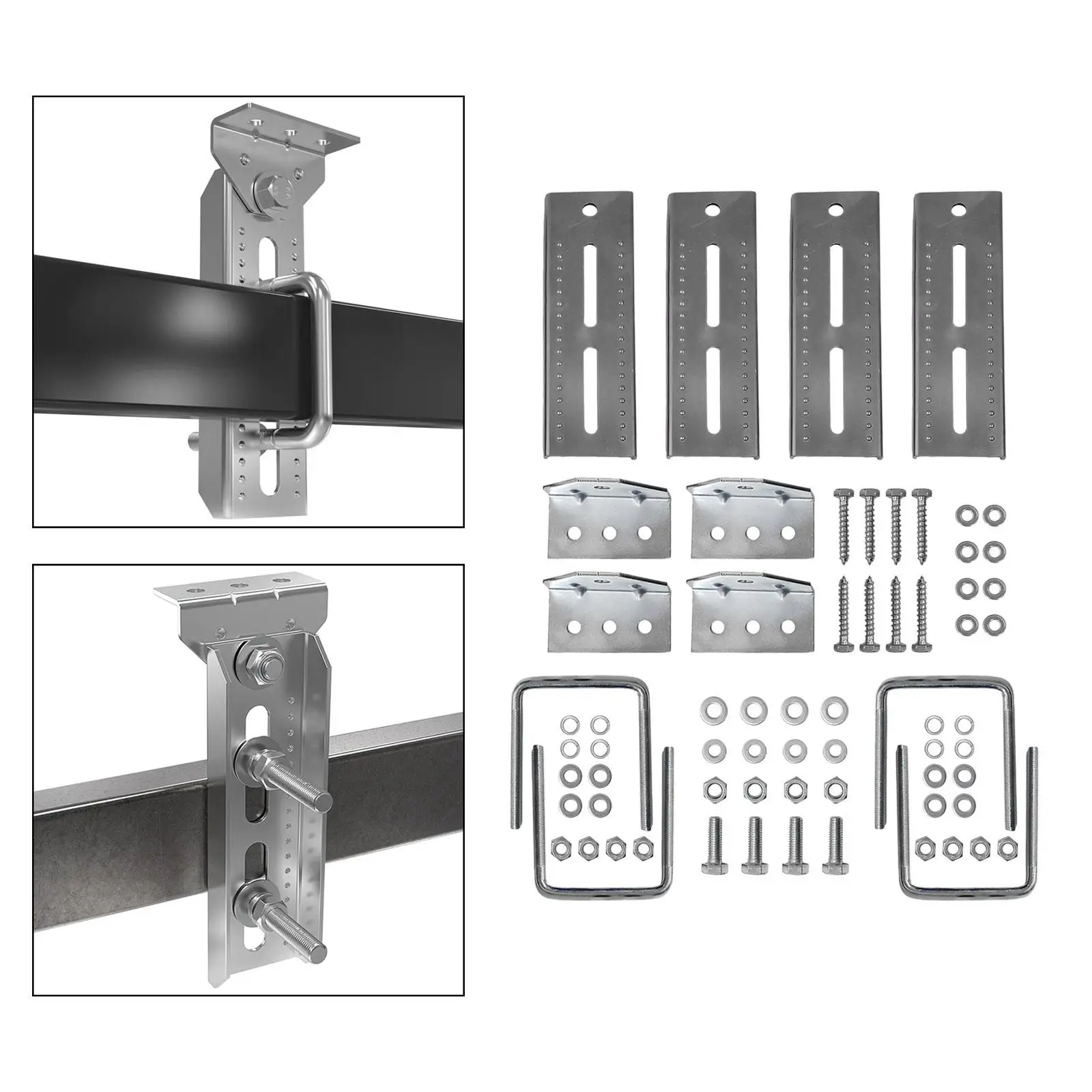 

4Pcs 8inch Boat Trailer Bunk Brackets Set Universal Accessory Square U Bolts