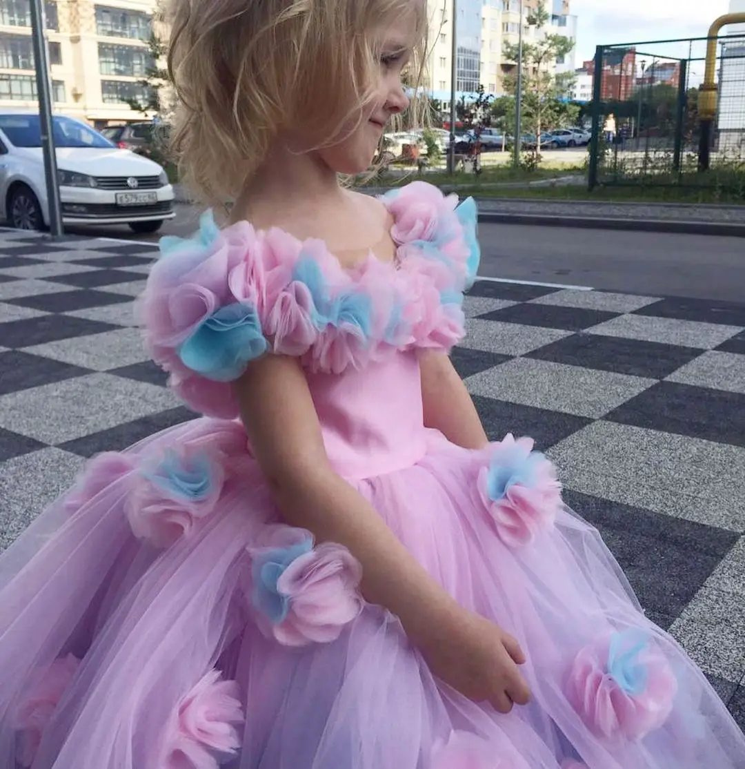 FATAPAESE-Disfraz de unicornio personalizado, vestido de flores para niña, traje de princesa para fiesta de boda, ropa de cumpleaños para niños pequeños de arcoíris