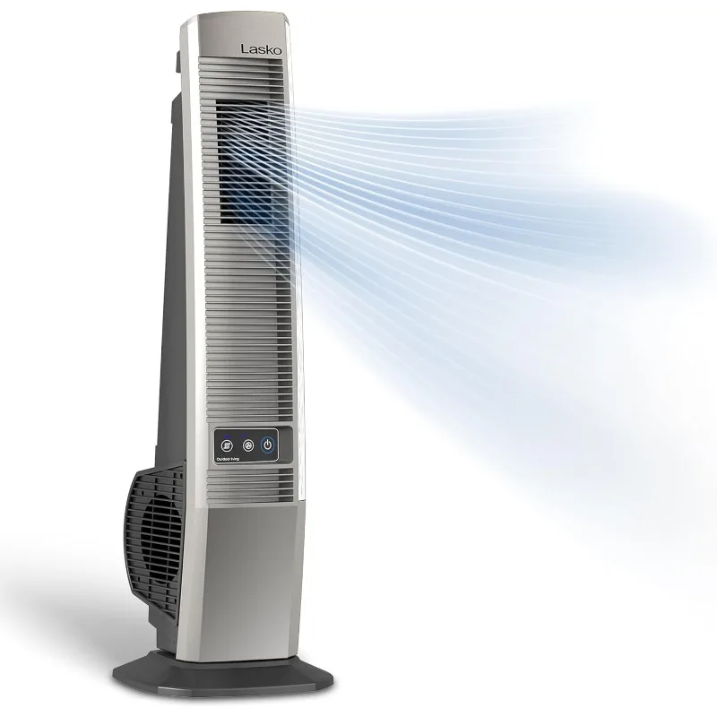 

Оциллирующий башенный вентилятор Lasko для гостиной на открытом воздухе, для палуб, патио и крыльев, шнур питания на 10 футов, 4 скорости освежания, 42 дюйма, бежевый