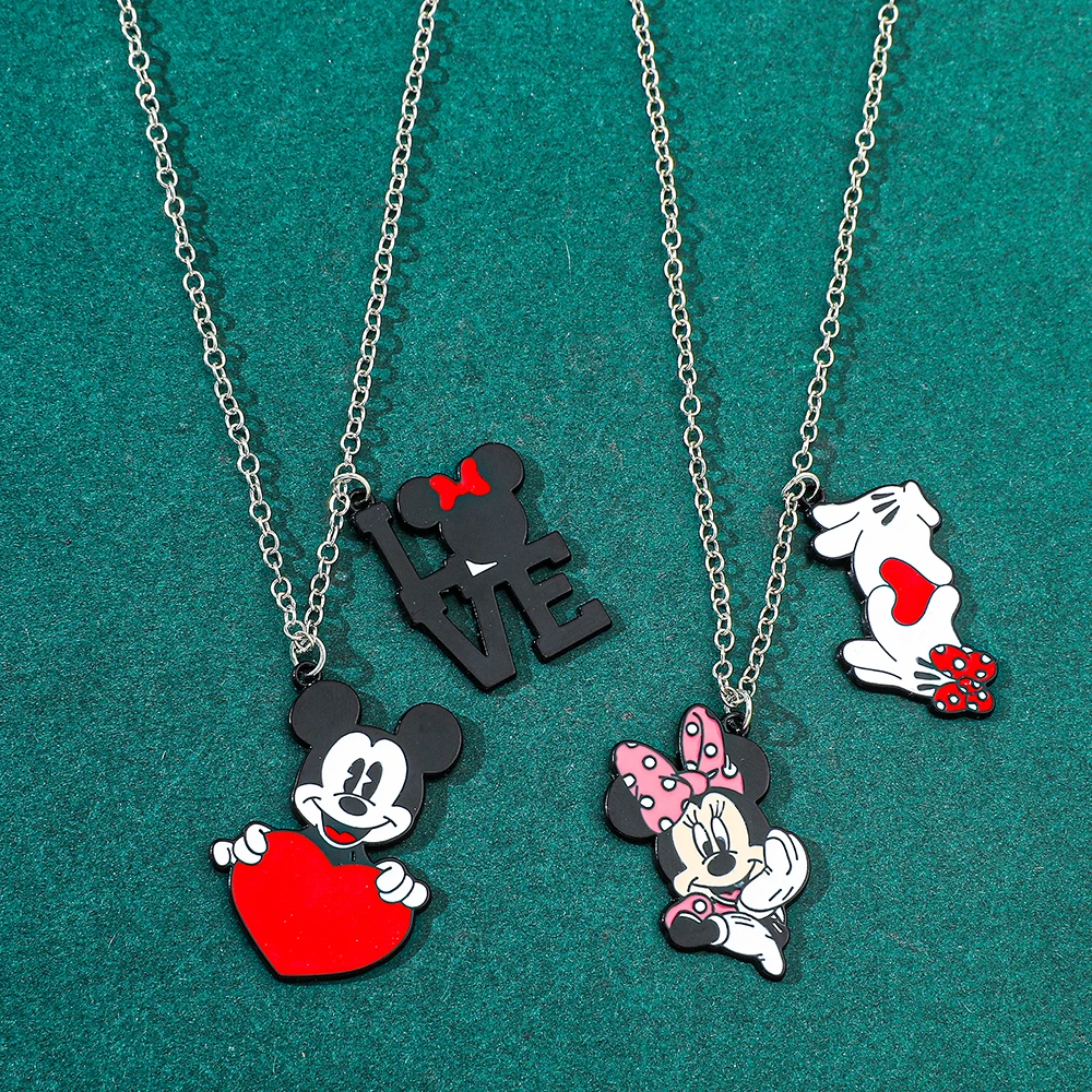 Disney Classic Anime Mickey Mouse Men and Women Mickey Minnie Couple Pendant Necklace, Beautiful Valentine's Day Gift