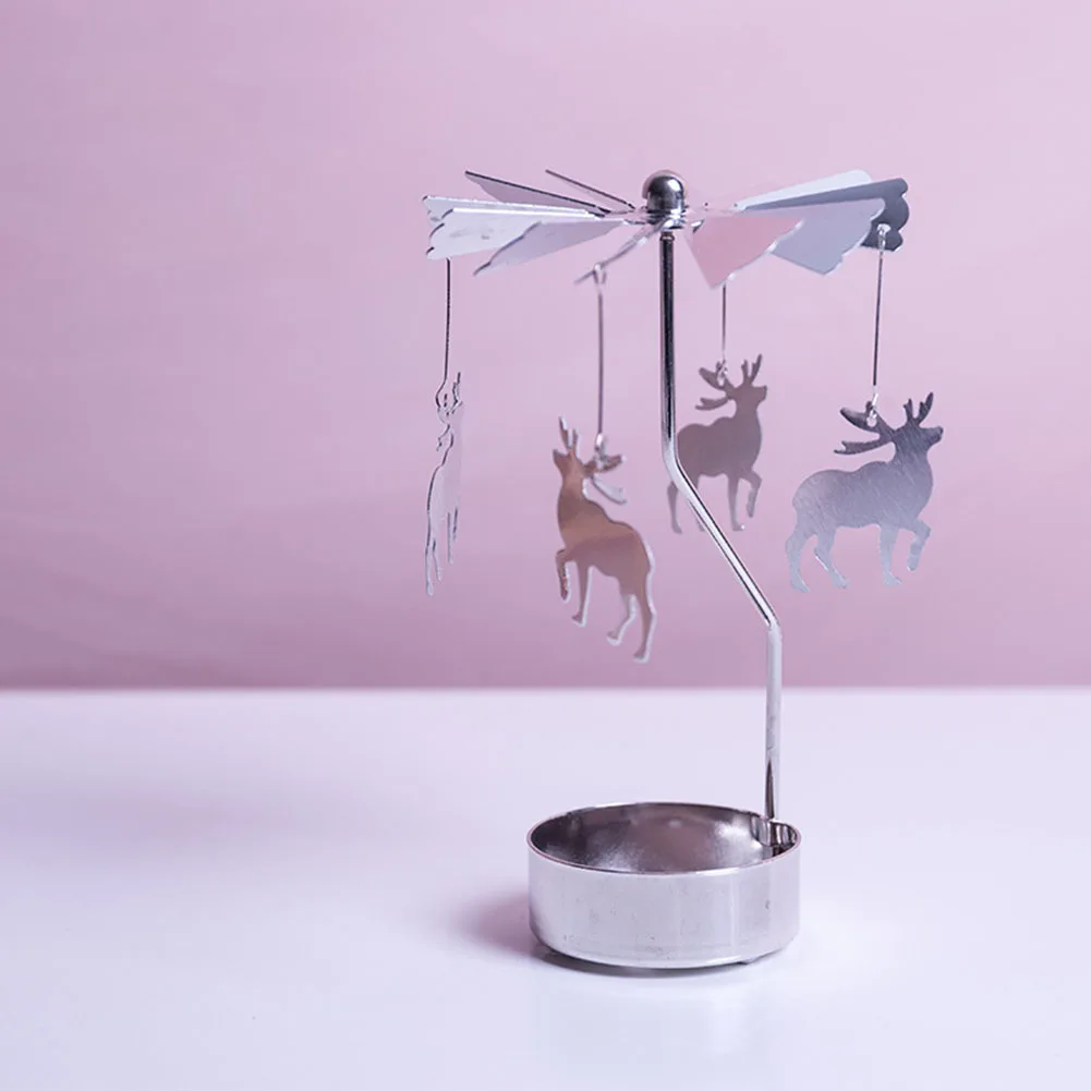 Metal Rotating Spinner Carousel Candle Tea Light Holder Table Rotating Transfer Windmill Decoration Home Elegance Candle Holder