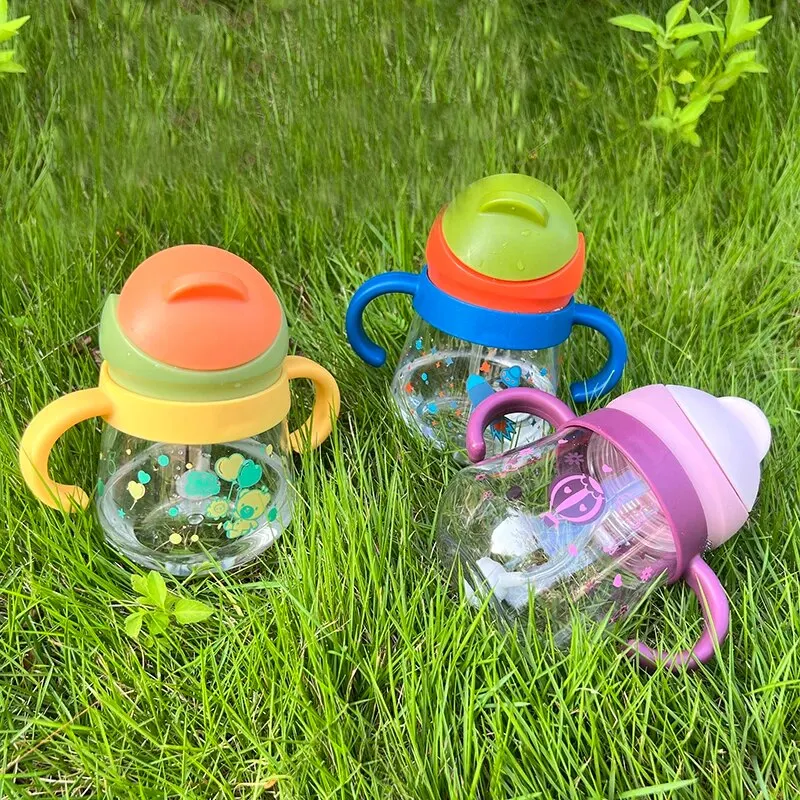 260ml Straws Baby Feeding Tritan Cup Children Learn to Feed Bottle Straws Children Training Cup