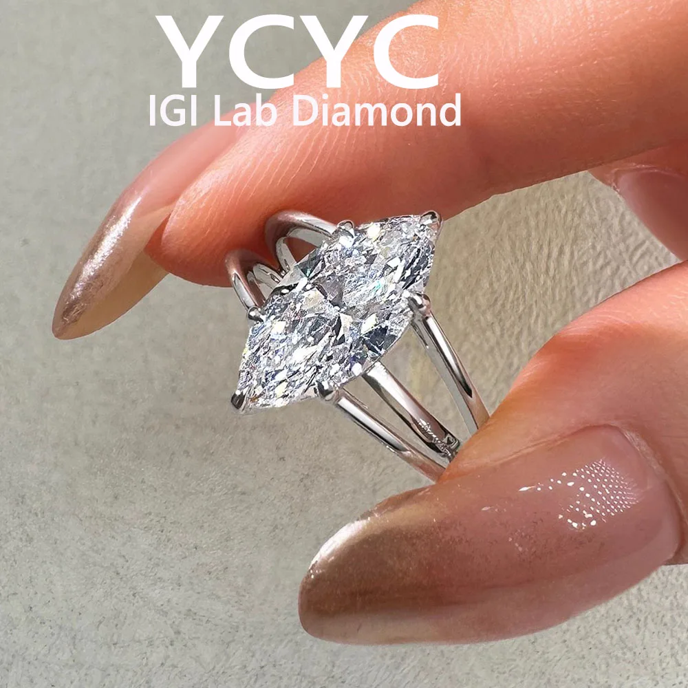 

fashion jewelry 18K gold Ring Marquise cut D VS Color IGI CVD Lab Grown Diamond Rings for Women Wedding Bride