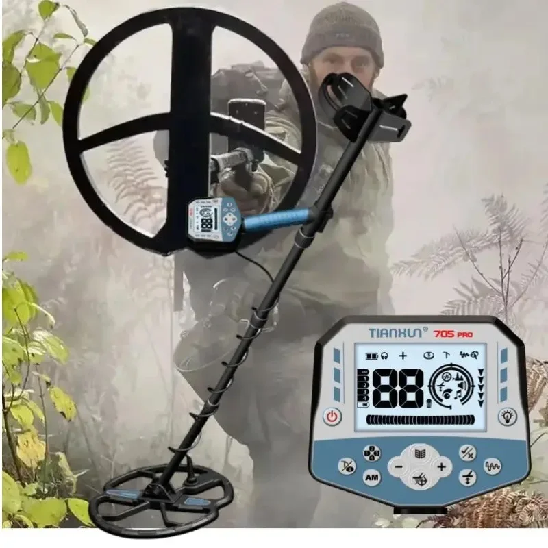 Copper High Precision Outdoor Archaeology Handheld Treasure Hunter 705PRO Underground Metal Detector Lithium Battery Silver and