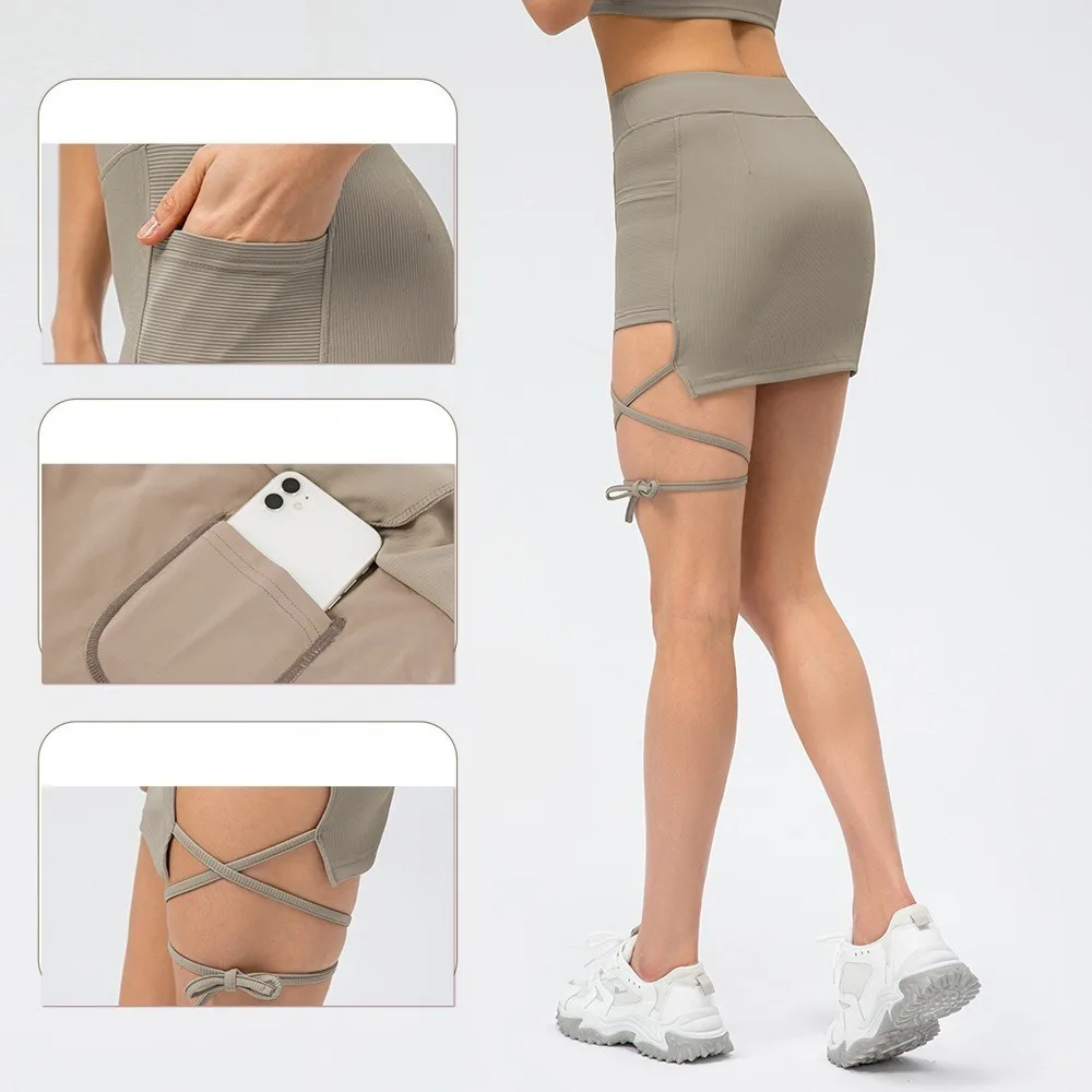 Women Slim Fit Tennis Skirt Tie Side Golf Workout Running Casual Sports Skort