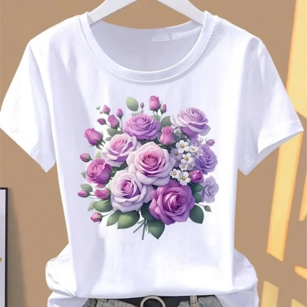 

Summer Casual Short Sleeve Tops Blusas T Shirt Tees Women's T-shirts Simple Style Commuting Street Style Daily Fashion Printed