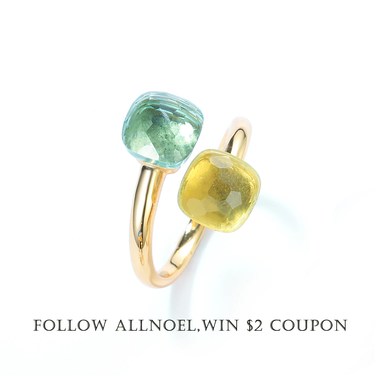 ALLNOEL Candy Style 925 Sterling Silver Resizable Rings For Women Green Blue Colorful Crystal Amethyst Unique Gifts Fine Jewelry