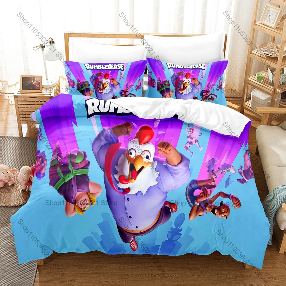 

Rumbleverse Game Bedding Set, Duvet Cover + 2 Pillowcases, Fun Cartoon Fighter Graphic Bed Linens for Home & Dorm