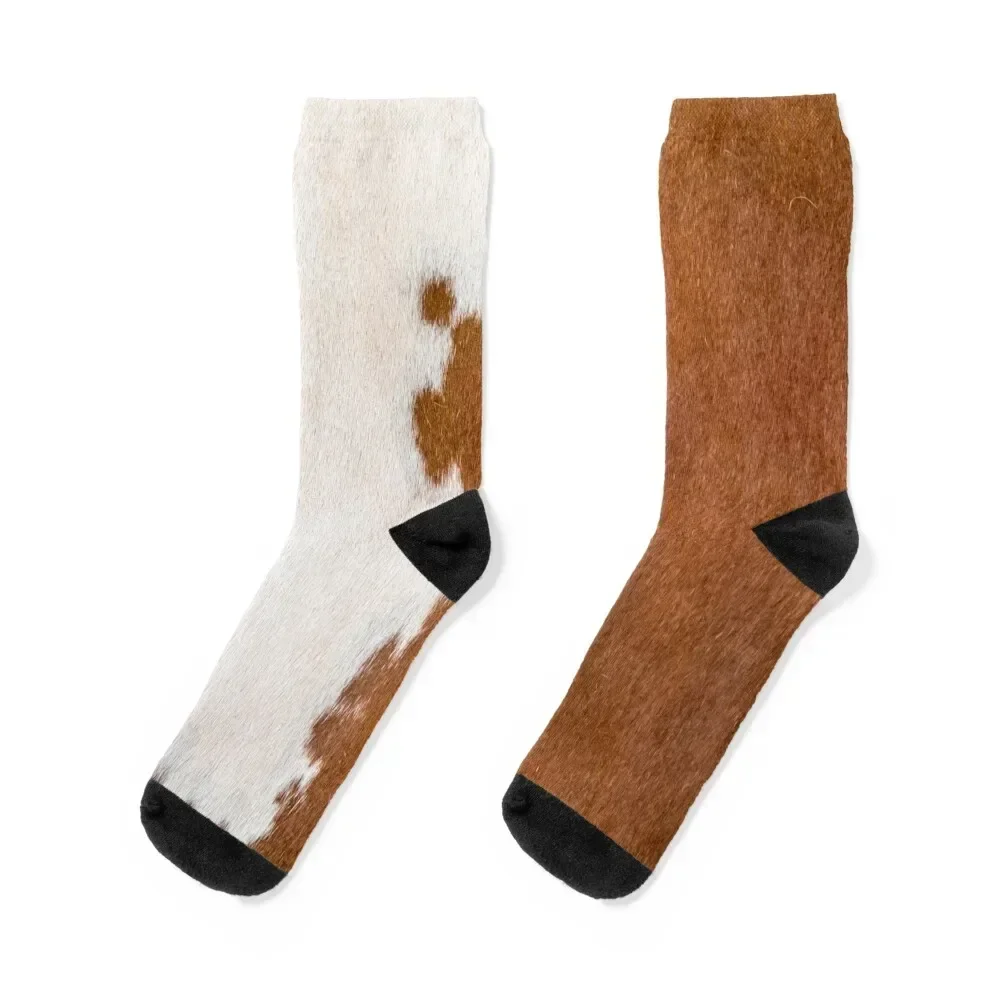 Cowhide brown and white Socks floor new year moving stockings Lots Socks For Man Women's